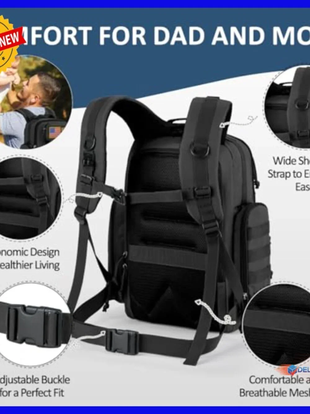 40L Military Tactical Diaper Backpack with Insulated Pockets Changing Pad